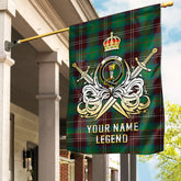 Custom Name Clan Chisholm Hunting Ancient Tartan Garden Flag with Clan Crest and the Golden Sword of Courageous Legacy LH35
